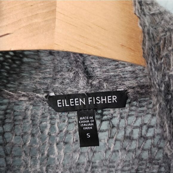 Eileen fisher alpaca and wool blend open front loose knit tunic style cardigan - Picture 4 of 9